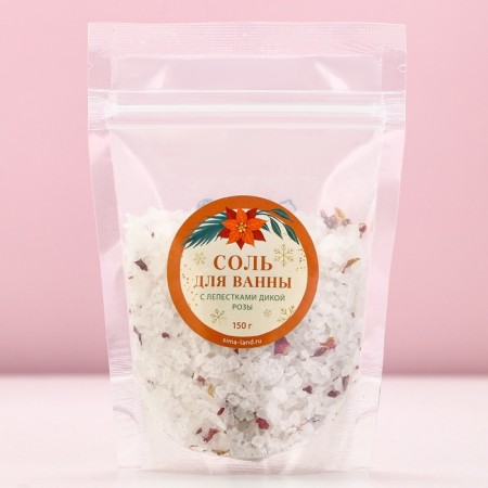 Bath salt with wild rose petals, 150 g, pure happiness-3
