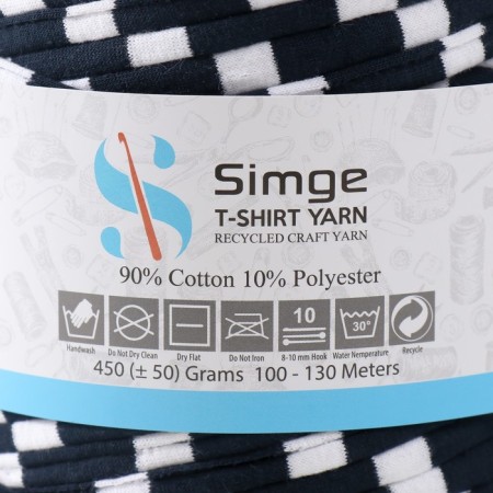 Knitted yarn secondary 90% cotton, 10% p/e, 100m/450 ± 50 g (white-black striped)-3