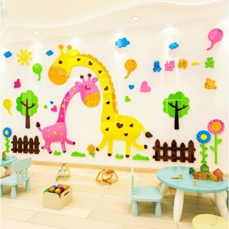 Interior stickers "giraffes", children's, decor on the wall, panel 160 x 82 cm-1