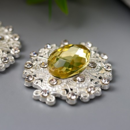 Decor for creativity Metal "Medallion Patal" yellow crystal 2.6x2.4 cm-1