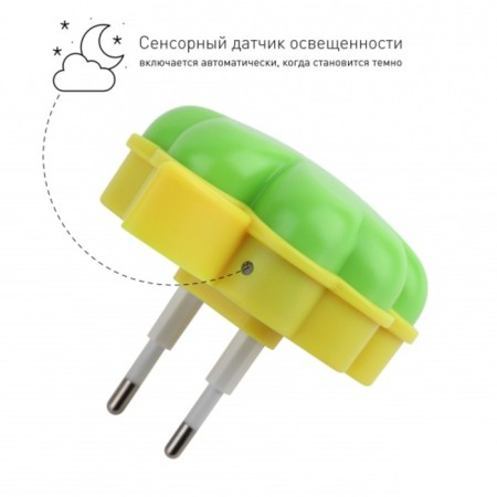 Non-light nightlight NN-606-LS-GR in a socket with a light sensor, green color-2