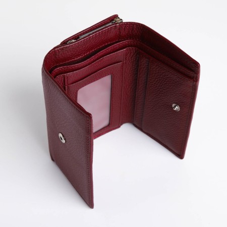 Women's wallet on the button, burgundy color-4