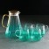 Magistro gradient glass drinks set, 5 items: a jug of 1.8 liters, 4 circles 300 ml, turquoise color