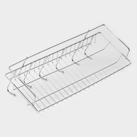 Household shelf with hooks of a share 42 × 12 × 15 cm, chrome color