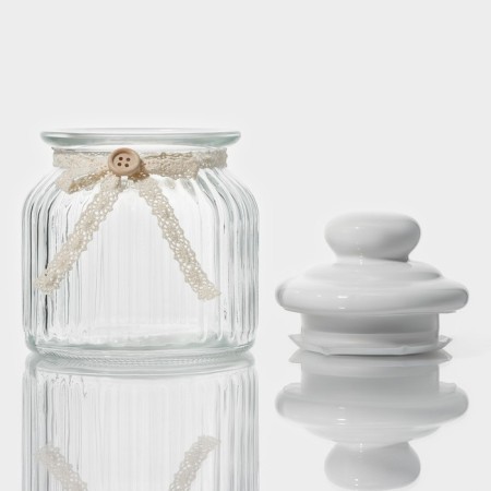 Glass Bank for bulk products with a ceramic lid of the jam, 600 ml, 11 × 15.5 cm-2