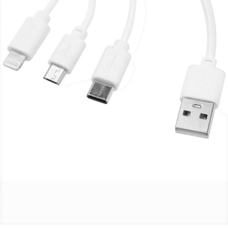 Set for charging 3 in 1 Luazon UC-14, SZU 2xUSB, 2A, MicroUSB/Type-C/Lightning, White-3