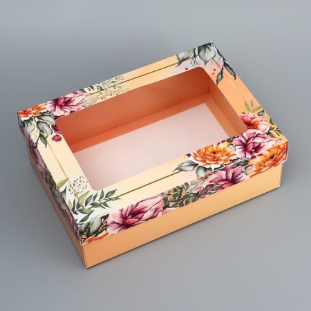 The box is folding, the lid is-"flowers", 24 x 17 x 8 cm with a window-2