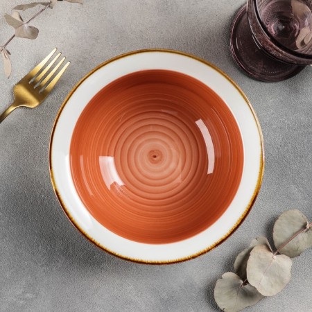 Ceramic Crama salad bowl, 600 ml, 18 × 6 cm, orange color-1