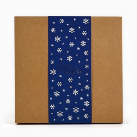 Box a gift New Year's folding "snowflakes", embossing, 20 x 20 x 8 cm, New Year-1