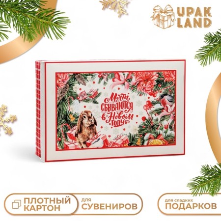 The box is folding, the cover is “dreams come true in the new year” 30 x 20 x 9 cm