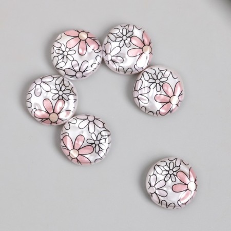 Busina for creativity plastic "Pearl Flat Circle with daisies" 0.5x1.6x1.6 cm-1