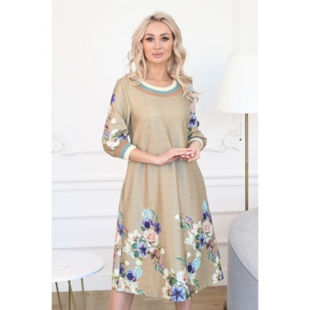 Women's dress, size 46, beige color-9
