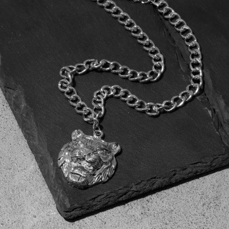 Piece "chain" tiger, silver color, 42 cm
