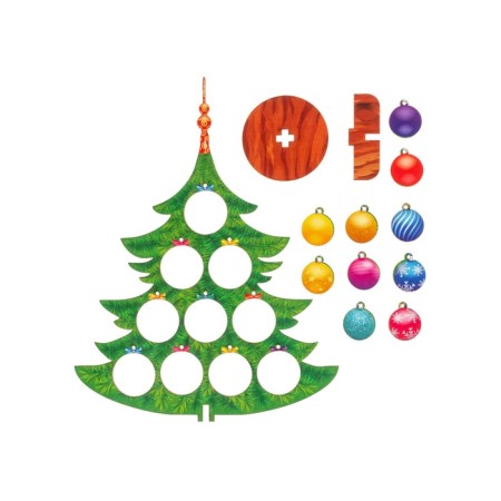 New Year! Model made of wood "Fir tree team. Multi -colored balls "-2