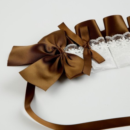 Lolita carnival bandage, brown color with white lace-3