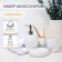 A set of accessories for the bathroom "Camelia", 4 items (450 ml dispenser, soap dish, 2 glasses), white color