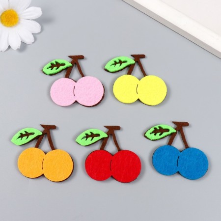 Decor for the creativity of felt "Double cherries" set of 5 pcs 5x4.7 cm