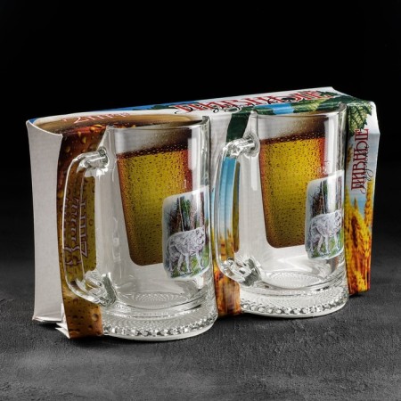A set of beer mugs "Okhota-fish", 500 ml, 2 pcs, drawing mix-2