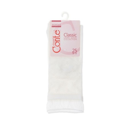 Women's socks with a decorative transparent mesh CONTE ELEGANT CLASSIC, size 23, white color-2