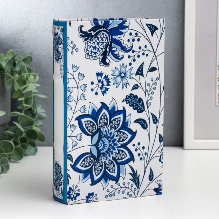 Safe-book wood to the leatherette "Fairytale blue flowers" 21x13x5 cm