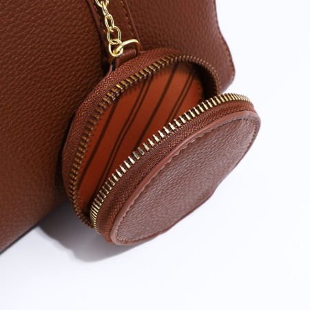 Bag Women's Tout with zipper, brown color-6