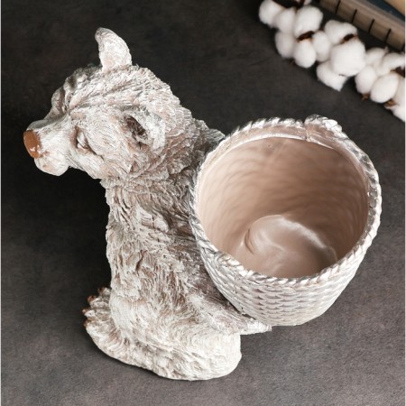 Steam for the little things "Bear with a basket" White with silver, 30cm-5