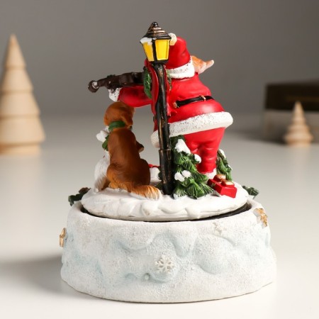 Souvenir polystone music is mechanical, "Santa Claus plays on the violin" 11x11x14 cm-2