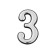 Door digit "3" tundra, plastic, chromium color, 1 pc.