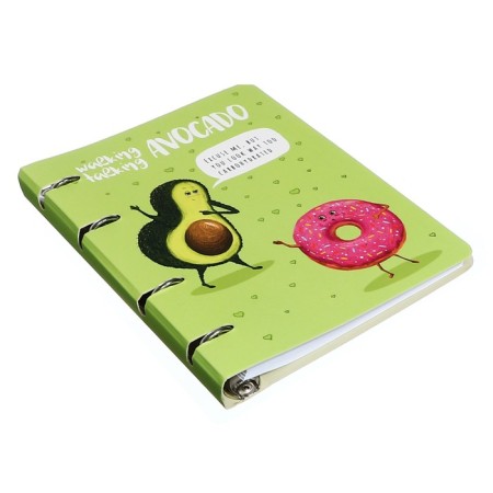 Notebook on rings, 80 sheets to the point "Avocado and Donut", cardboard cover, matte lamination Soft Touch, foil embroidery, shift block 70 g/m2-1