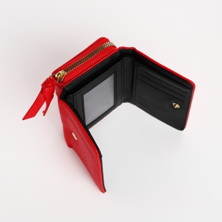 Women's wallet on the button, red color-3