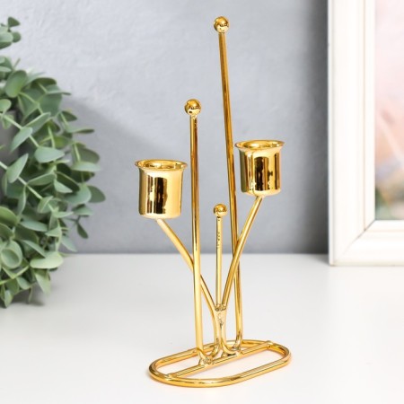 Summary metal on 2 candles "straight lines. Balls" D-2-2.3 cm gold 10x6.5x20.5 cm-2
