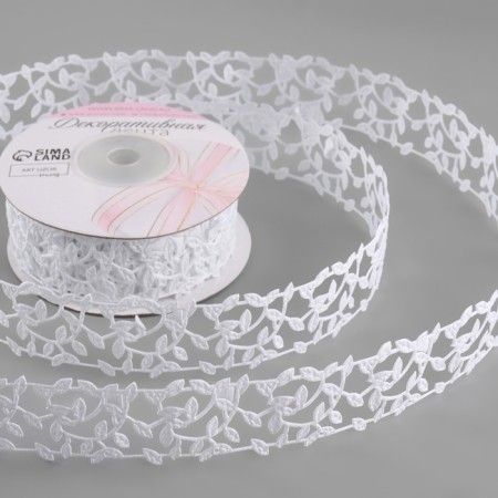 Figure tape "Branches", 30 mm, 9 ± 0.5 m, white color
