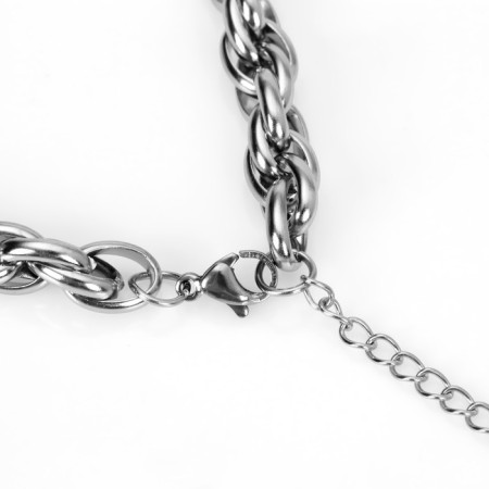 Bracelet "Gladiator" narrow weaving, color silver, 18 cm-3