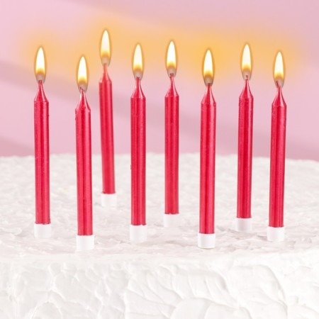 Set of candles for the Manhattan cake, 9 cm, 8 pcs, 24 minutes, ruby ​​metallic