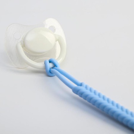 Holder for the nipple - dummy "pigtail", silicone, blue color-3