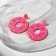 Acryl Earrings "Yummy" Donuts with hearts, pink color in silver