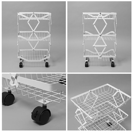 Folder drive on wheels, 3 shelves, 35.3 × 27.3 × 53.3 cm, white color-6