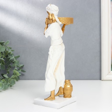 Souvenir Polystone Sight African D-5.8 cm, white with gold 7.5x8.7x25.2 cm-4
