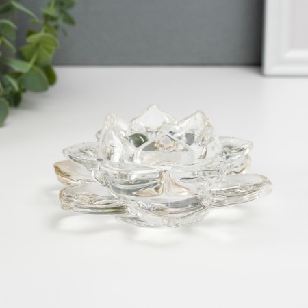 Lotus glass candlestick 12x12x5.5 cm-3