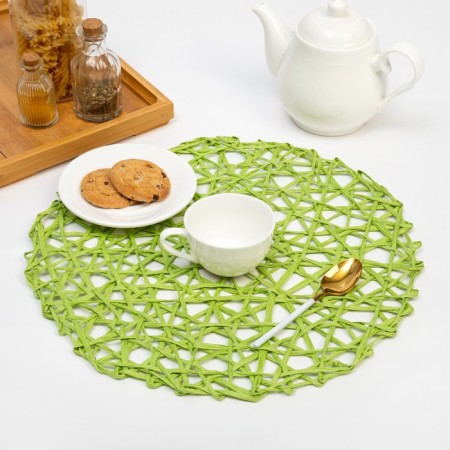 Set of napkins 2 pcs. Dolyana "Grass", color green, D 38 cm