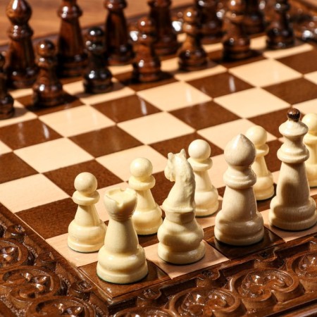 Handmade chess-nards "Patterns with a harsh", 40x20 cm, an array of walnut, Armenia-3