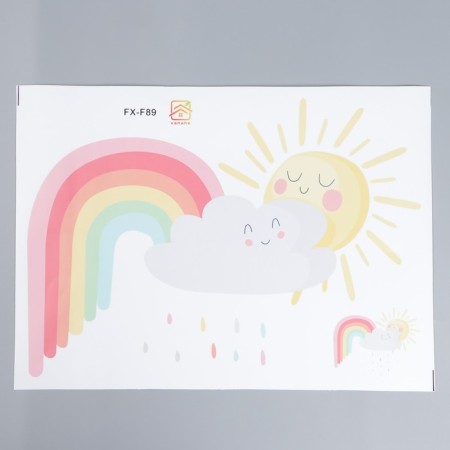 Sticker Plastic Interior color "Sun, cloud and rainbow" 28.6x39 cm-1