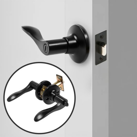 Latch (fashion 3187), interior, latch, matte black color