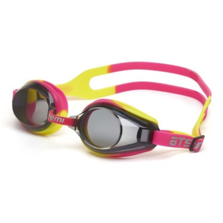 ATEMI M102 swimming glasses, silicone, pink/yellow color