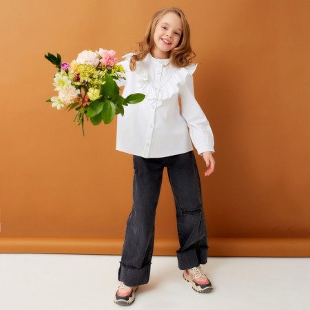Blouse for girls minku color white, rr 122-4