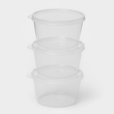 A set of food shares, 3 pcs, 500 ml, round, transparent
