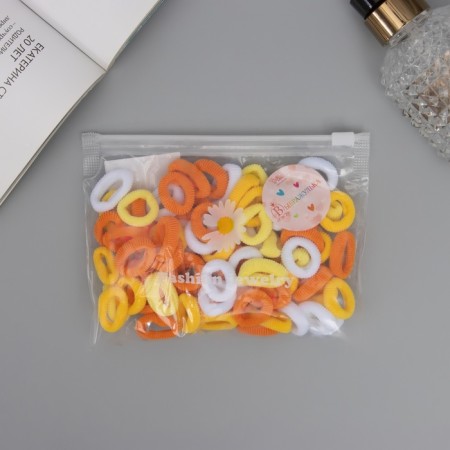 Hair elastic band "Mahrushka" (set of 80 pcs) tenderness, 2.5 cm, white yellow orange-1