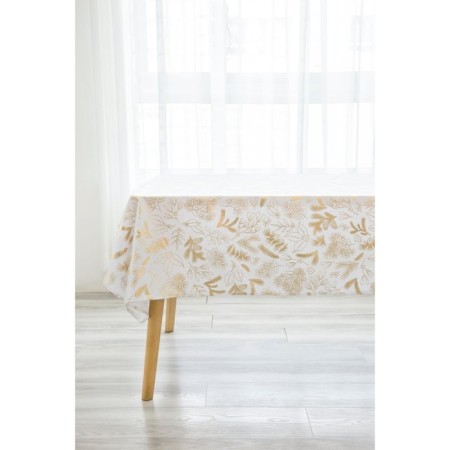 Arya Home Poinsettia tablecloth, size 160x220 cm, white, golden color-1