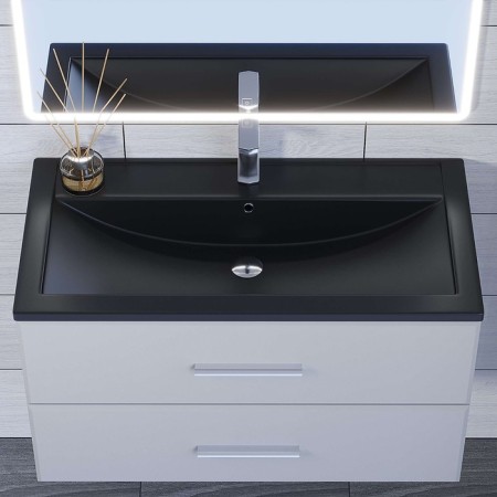 Sink uperwood Foster Quartz 90 cm, quartz, black matte, coal-1