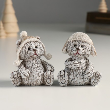 Souvenir Polystone "Bear in a head-hat, sits" Gray mix 6x5x7.5 cm